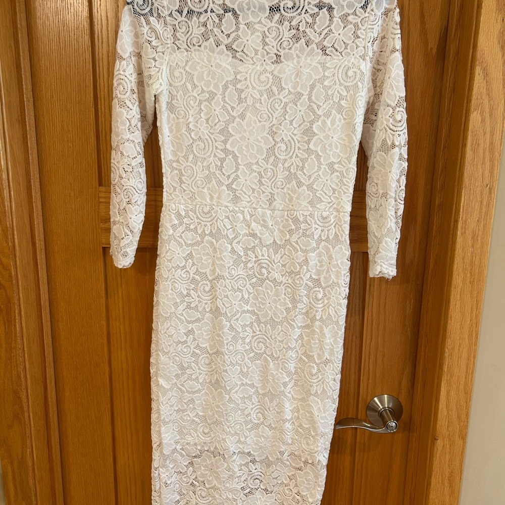 White floral Lace Dress M‎